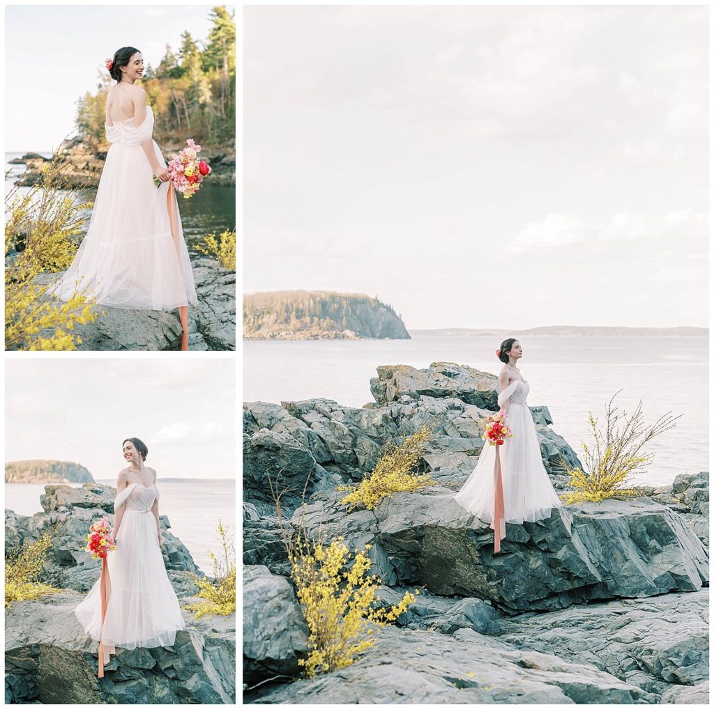 bridal portraits by elopement photographer in Maine