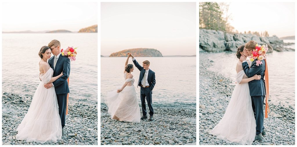 groom and bride portraits at Acadia National Park in Maine