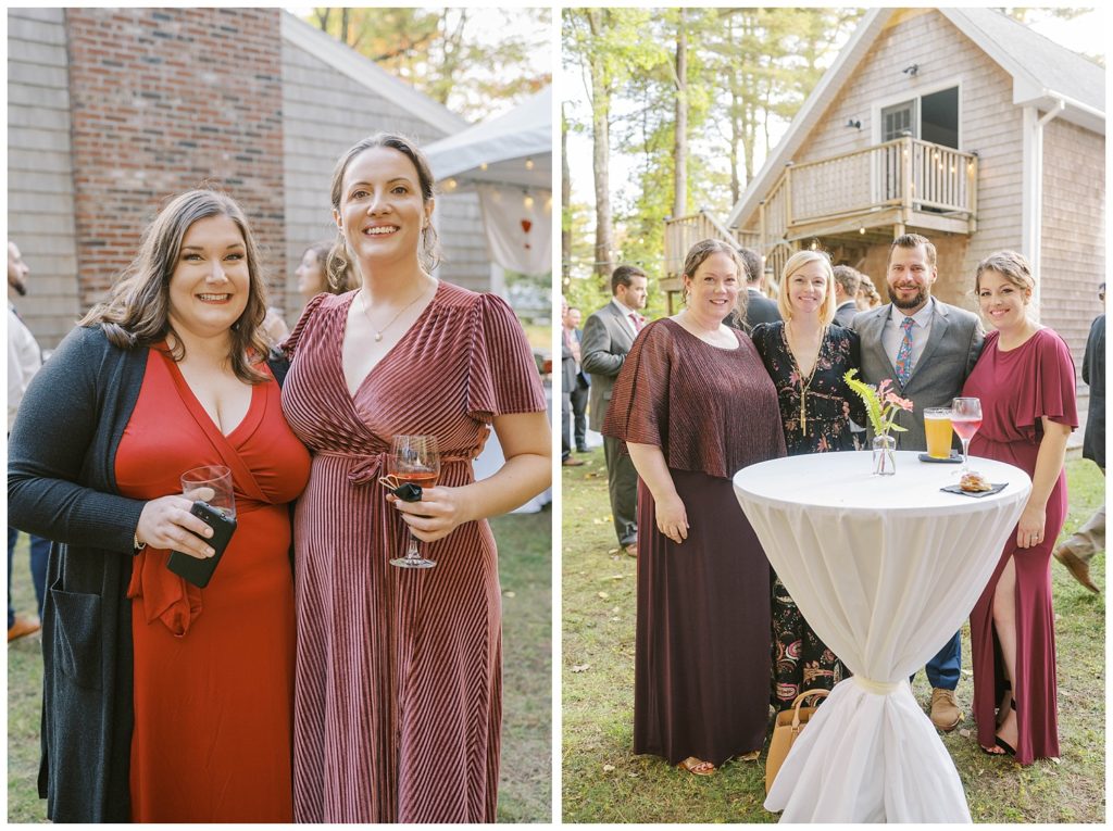guests during cocktail hour at Maine wedding