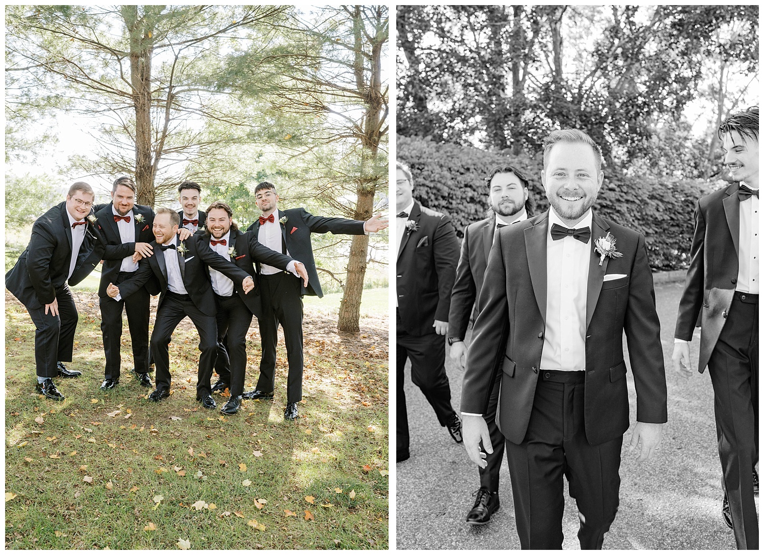 groom and groomsmen posing for group photos