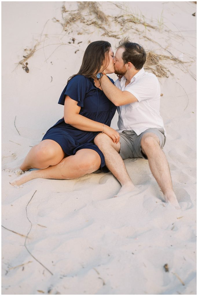 couple kissing on the beach at Cape Cod