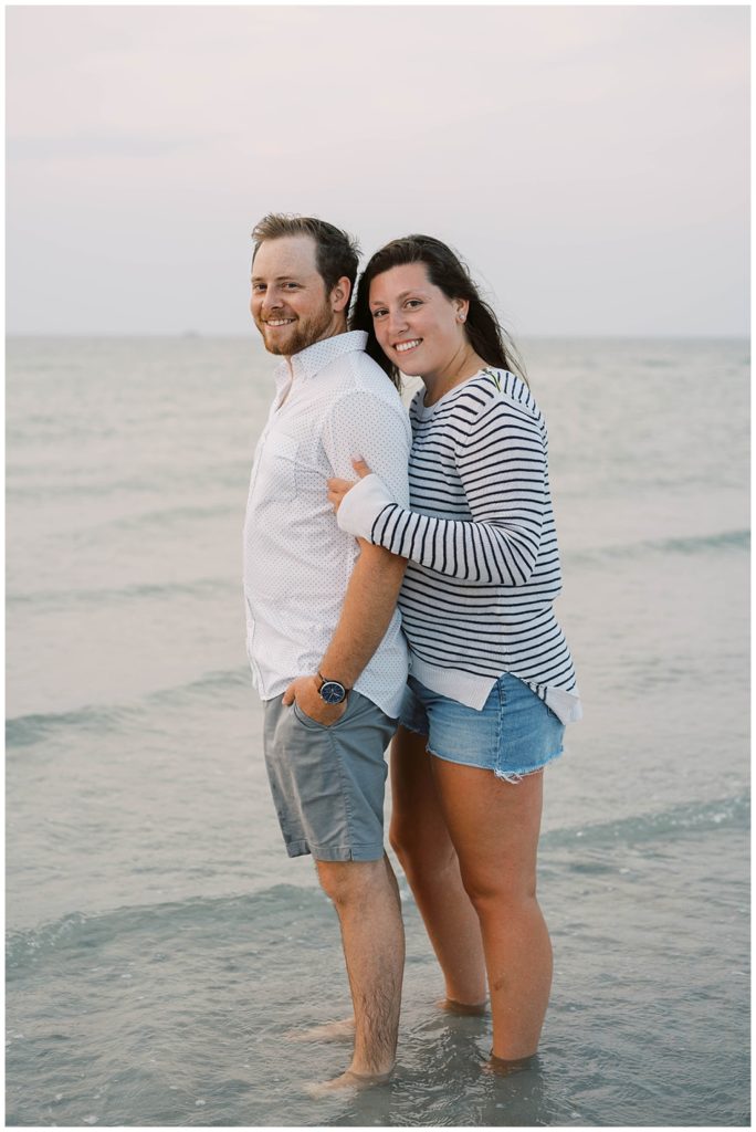 couple looking at the camera at Mayflower Beach session