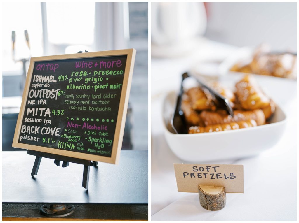 food and reception details at Rising Tide Brewery in Portland