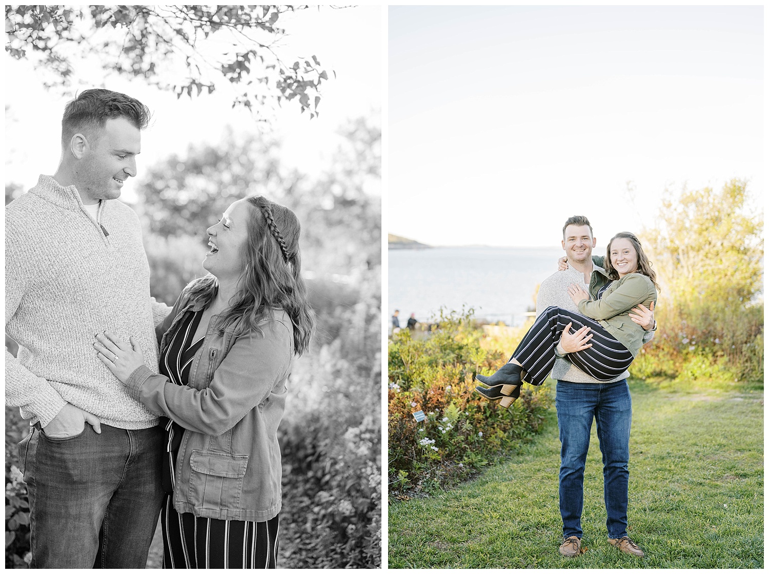Maine wedding photographer shooting engagement session at Fort Williams