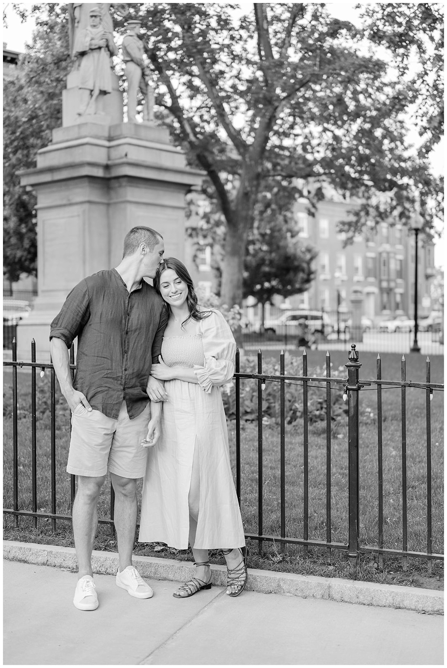 engagement session at Monument Square in Boston