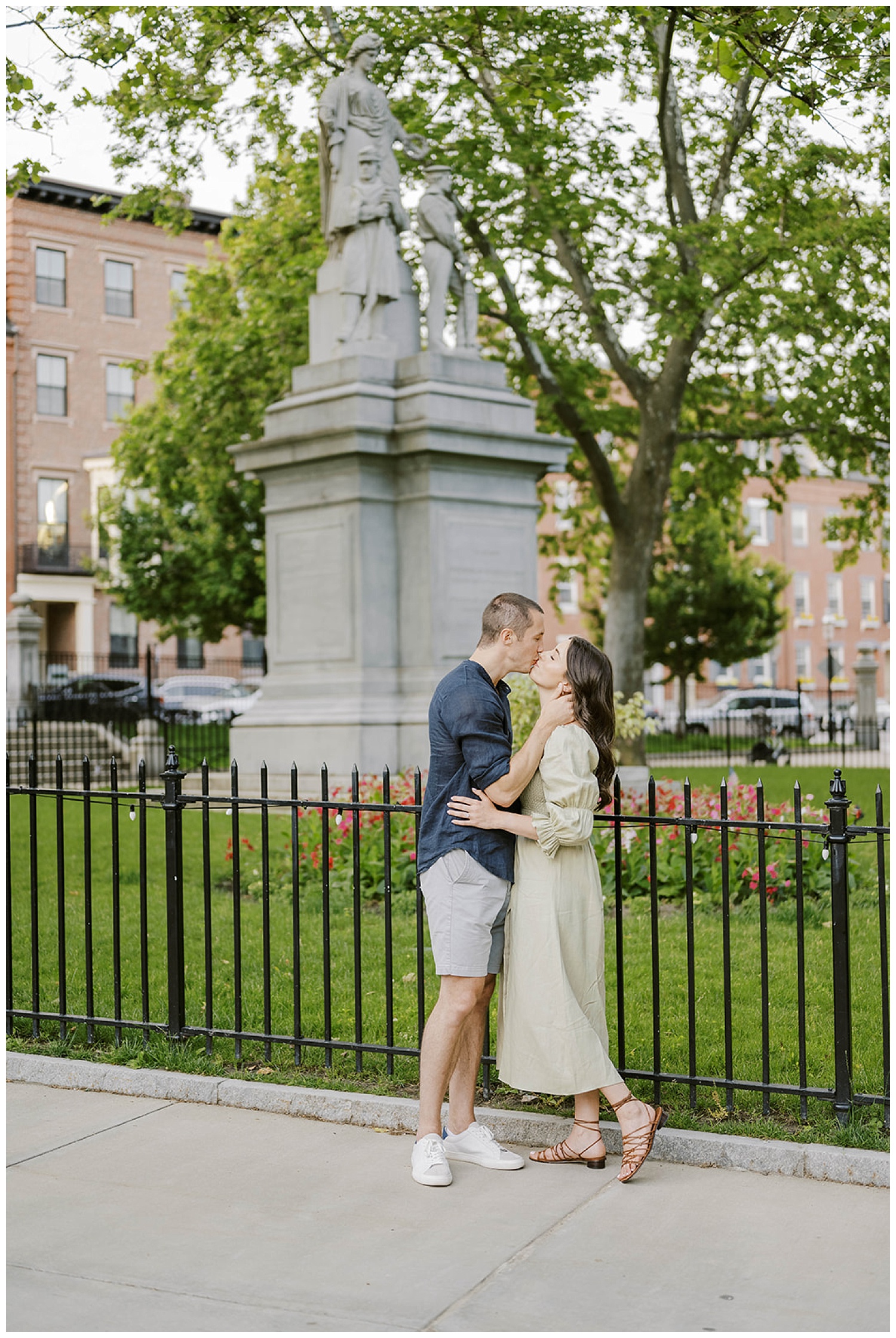 engagement session at Monument Square in Boston