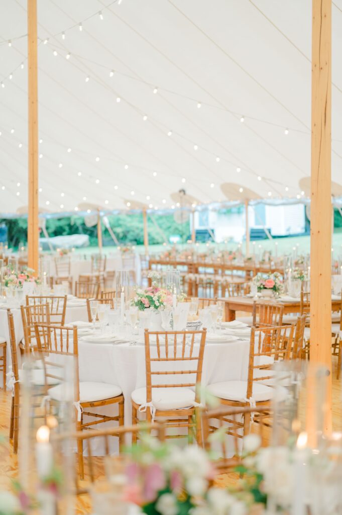 Thoughtfully designed wedding tablescape with heirloom plates and soft florals.