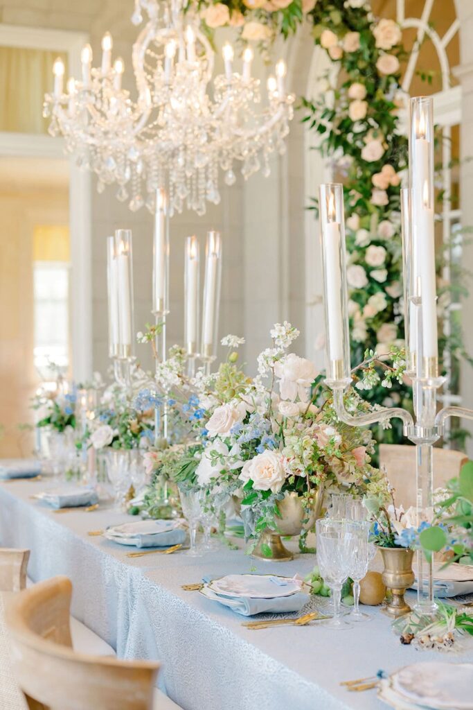 Refined wedding table decor details at Aldrich Mansion in Rhode Island