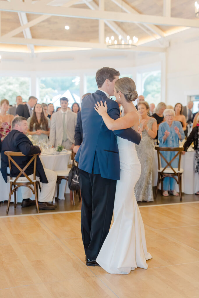 First dance of the bride and groom on the reception dance floor at Wentworth by the Sea.