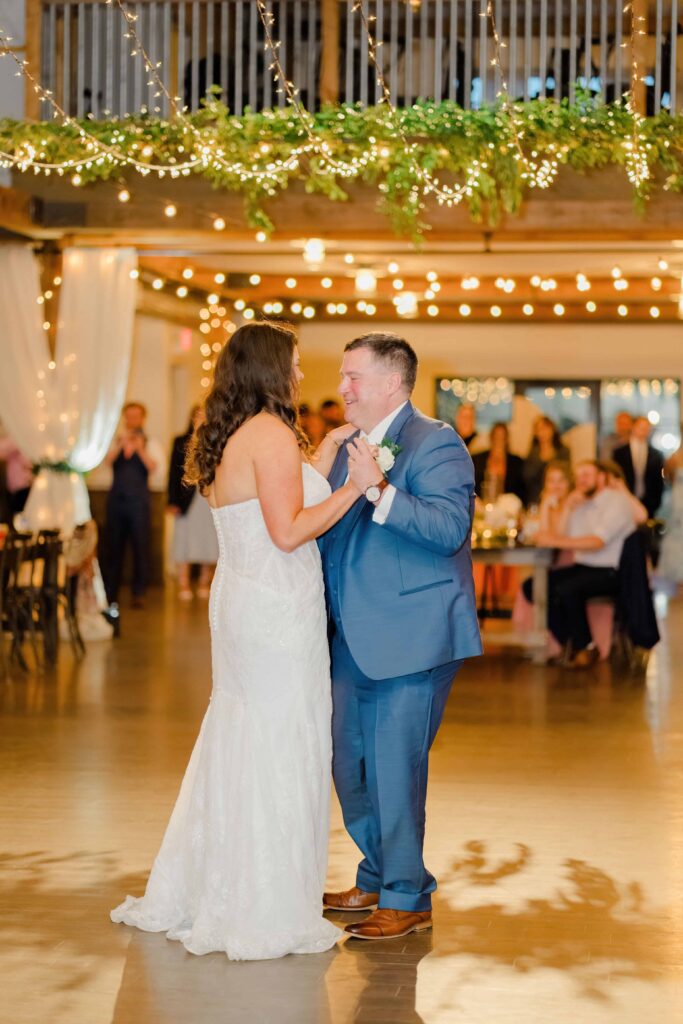 Father-daughter dance at Mountain Top Resort Vermont wedding reception.